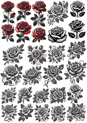 Collection of Decorative Rose Vector Designs Free Vector