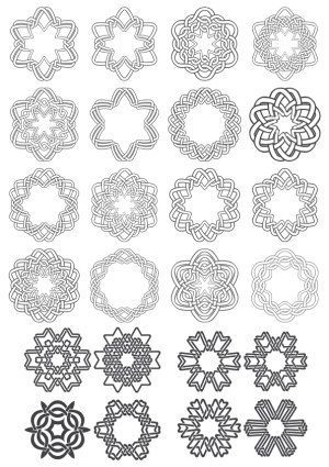 Set of 24 Decorative Celtic Knot Circular Patterns Free Vector