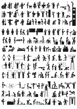 Diverse Business, Daily Activities, Sports, and Leisure Silhouettes Free Vector