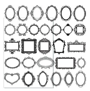 Set of Ornate Vintage Frames and Borders Free Vector