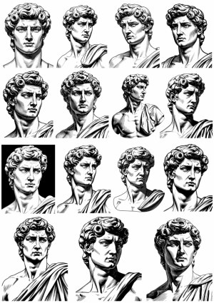 Multiple Vector Illustrations of Classical Roman Sculpture Bust Free Vector