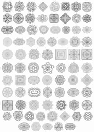 Set of 80 Intricate Geometric Guilloche Patterns Free Vector