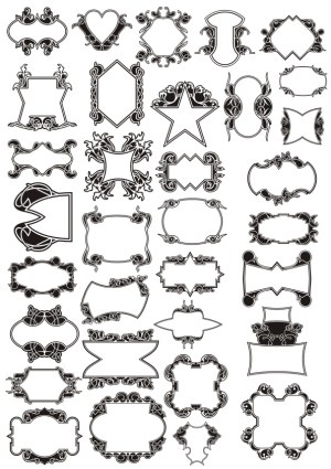 Set of 40 Vintage Decorative Frame and Label Vector Designs Free Vector