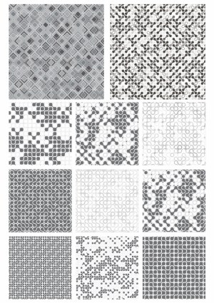 Set of 12 Abstract Geometric Monochrome Vector Patterns Free Vector