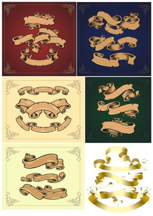 Vintage Decorative Ribbon Banners Collection Free Vector