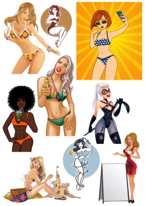 Diverse Sexy Women Cartoon Vector Collection Free Vector