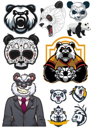 Collection of Panda Bear Vector Illustrations and Mascots Free Vector