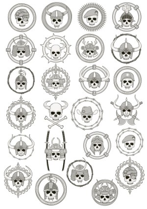 Skull Emblem Vector Collection with Various Helmets and Headgear Free Vector