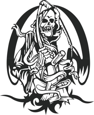 Grim Reaper with Scythe Black and White Vector Free Vector