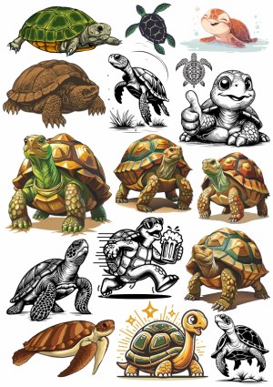 Vector Collection of Turtles and Tortoises Illustrations Free Vector