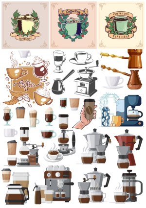 Coffee Shop Vector Elements Collection Free Vector