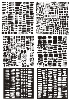 Abstract Black Ink Brush Stroke Patterns Collection Free Vector