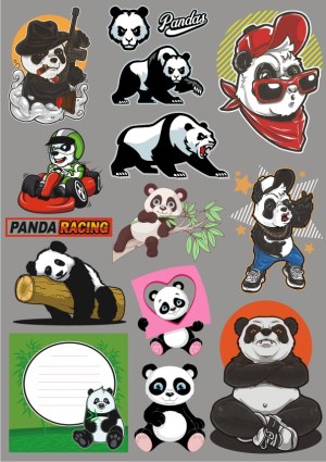 Collection of Cartoon and Graphic Panda Illustrations Free Vector