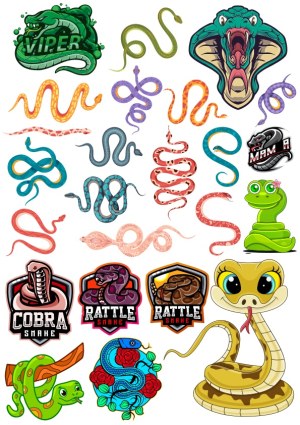 Snake and Viper Vector Collection with Cartoon and Logo Designs Free Vector
