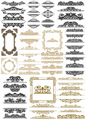 Ornate Vintage Decorative Borders and Corner Elements Free Vector