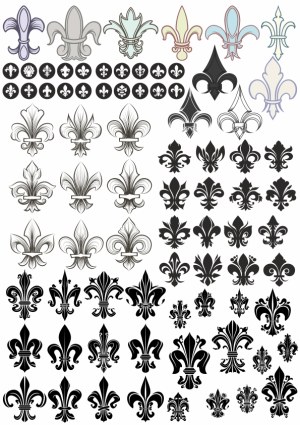 Collection of Fleur-de-lis Vector Symbols in Varied Styles Free Vector
