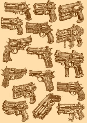 Vintage Engraved Style Handgun Vector Collection Free Vector
