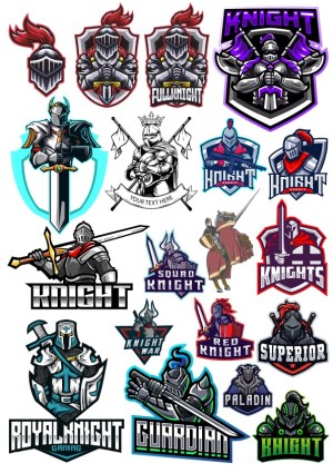 Collection of Stylized Knight Mascot and Emblem Vector Illustrations Free Vector