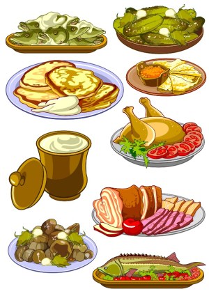 Russian Traditional Food Platter Vector Illustration Free Vector