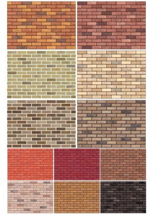 Variety of Brick Wall Patterns in Different Colors Free Vector
