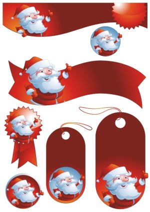 Santa Claus Themed Gift Tags and Labels Set Free Vector