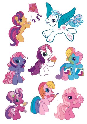 Cute Cartoon Ponies with Various Activities Vector Set Free Vector
