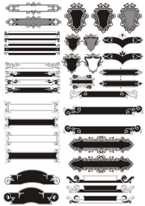 Decorative Vintage Frames and Ornate Banner Vectors Free Vector