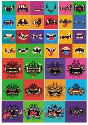 Colorful Monster and Demon Mouths Vector Collection Free Vector