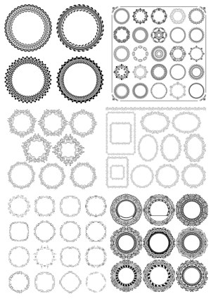 Collection of Ornamental Vintage Circular and Oval Frames and Borders Free Vector