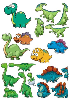 Cartoon Dinosaur Characters Collection Free Vector