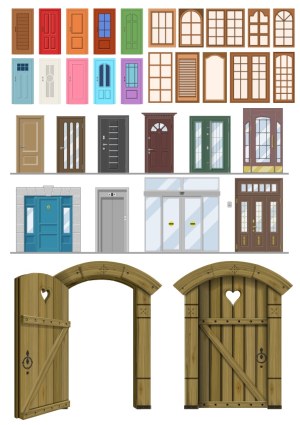 Collection of Various Door and Window Designs Vector Free Vector