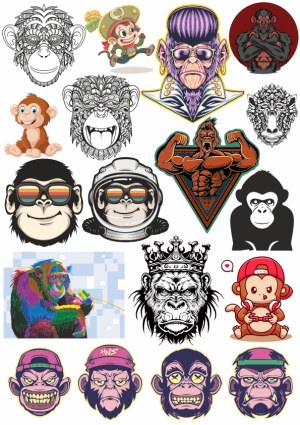 Collection of Monkey and Ape Vector Illustrations and Logos Free Vector