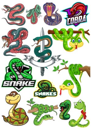 Collection of Cartoon and Realistic Snake and Cobra Vector Illustrations Free Vector