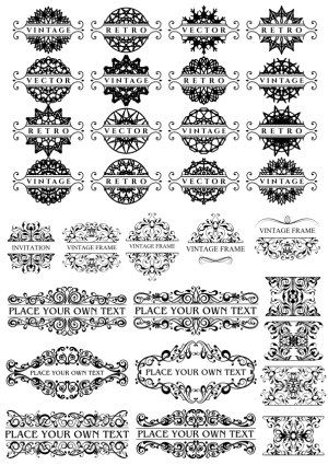 Set of Vintage and Retro Ornate Vector Frames and Borders Free Vector