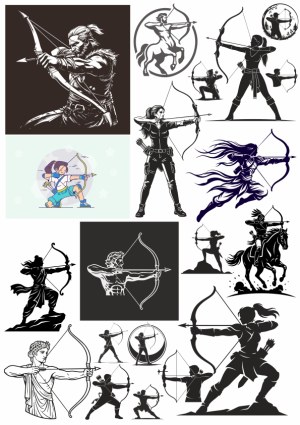 Various Archers Silhouettes and Figures Vector Collection Free Vector