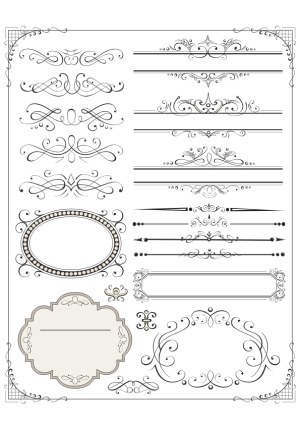 Vintage Decorative Borders and Flourishes Vector Set Free Vector