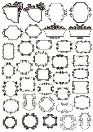 Set of 40 Ornamental Vintage Decorative Frames and Borders Free Vector