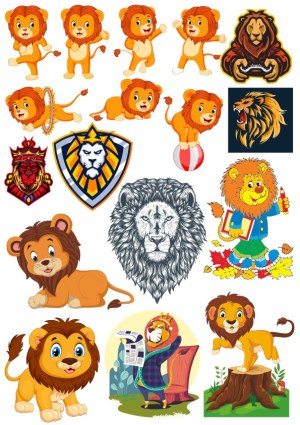 Lion Vector Collection with Cartoon, Emblem, and Realistic Designs Free Vector