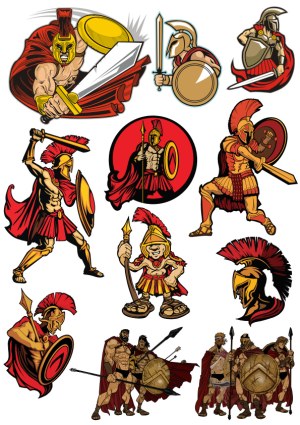 Ancient Spartan Warriors Vector Illustrations Collection Free Vector