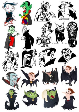 Collection of Cartoon Vampire Characters in Various Styles Free Vector