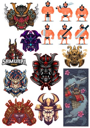 Samurai and Warrior Vector Illustrations Collection Free Vector