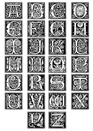 Decorative Floral Alphabet Letters A to Z Free Vector