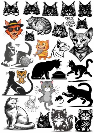 Cat Illustrations and Silhouettes Vector Pack Free Vector