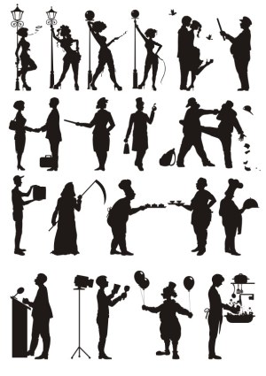Silhouettes of Various Occupations and Activities Free Vector