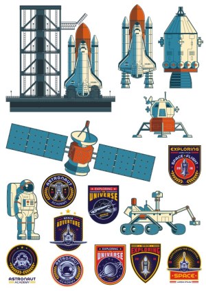 Space Exploration Vector Icons and Badges Collection Free Vector