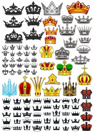 Collection of Decorative Crown Vector Icons in Various Styles Free Vector