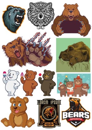 Collection of Bear Illustrations and Mascots Free Vector
