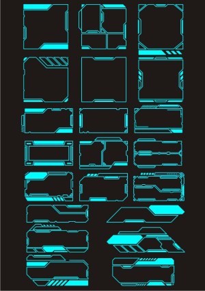 Futuristic Cybernetic Frame and Panel Vector Set Free Vector