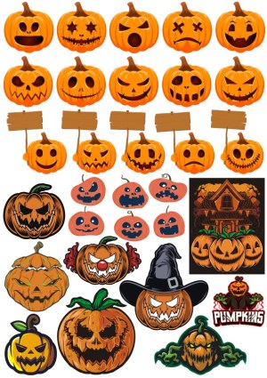 Halloween Pumpkin Jack-O'-Lanterns Vector Collection Free Vector