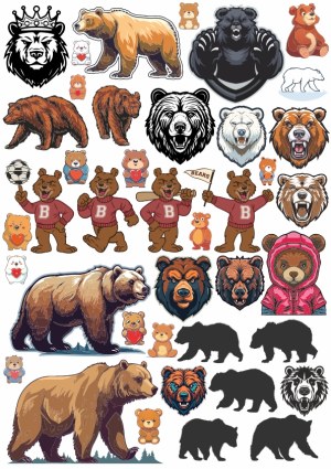 Collection of Cartoon and Realistic Bear Vector Illustrations Free Vector